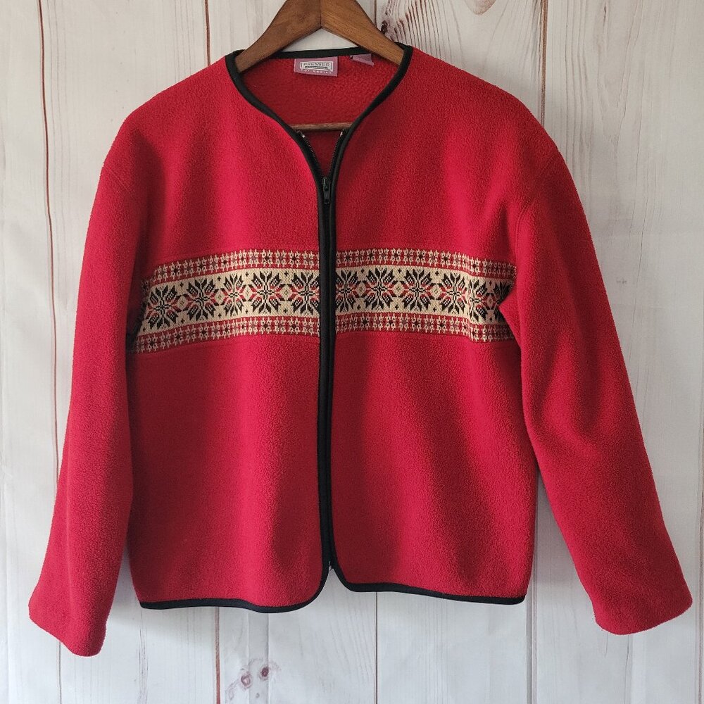 Vintage Premier International Women’s L Nordic Fleece Full Zip Cardigan Sweater